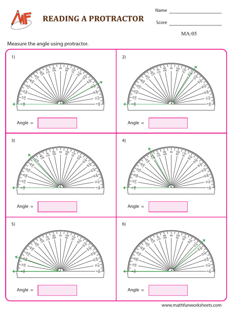 Angle Measurement Worksheet | PDF | Angle | Geometric Measurement