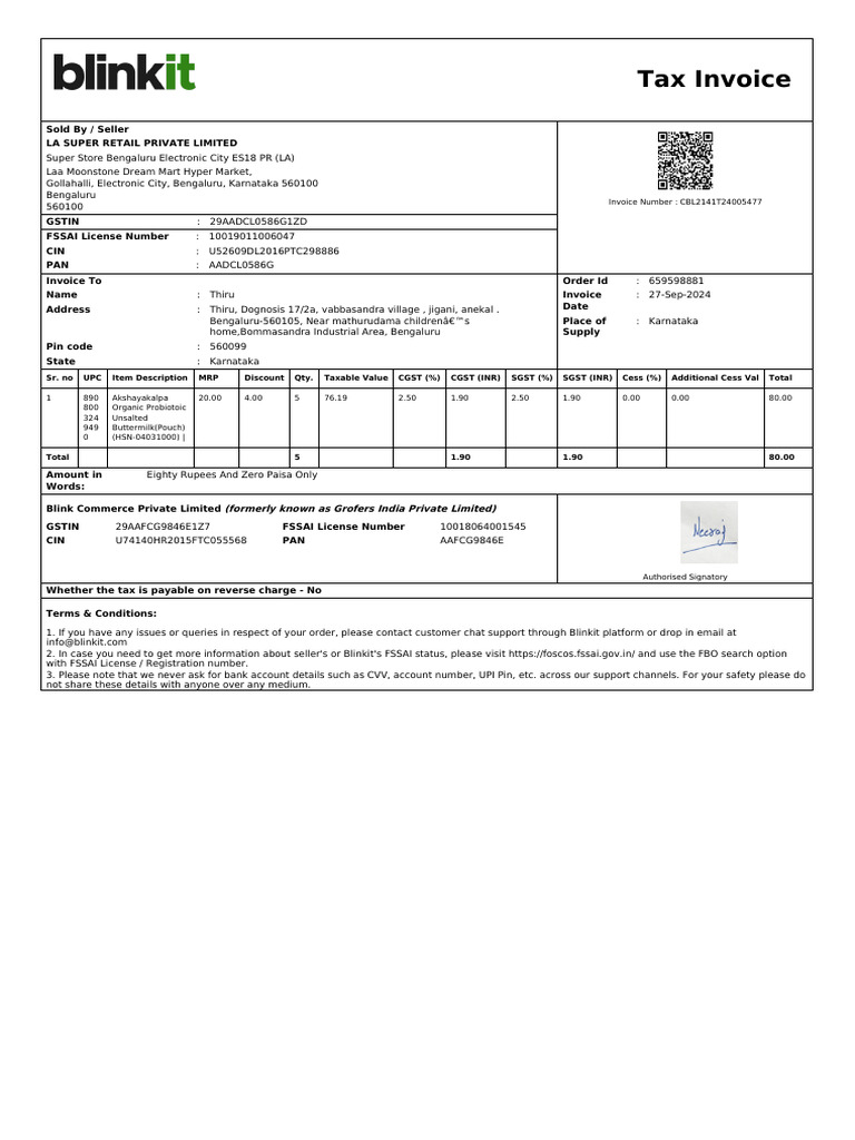 Tax Invoice for Laa Moonstone Purchase | PDF | Invoice | Taxes