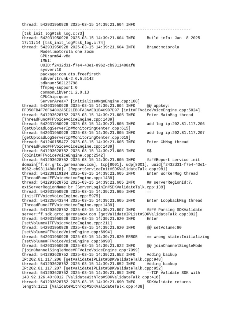 Motorola One Zoom SDK Log Analysis | PDF | Telecommunications | Computing