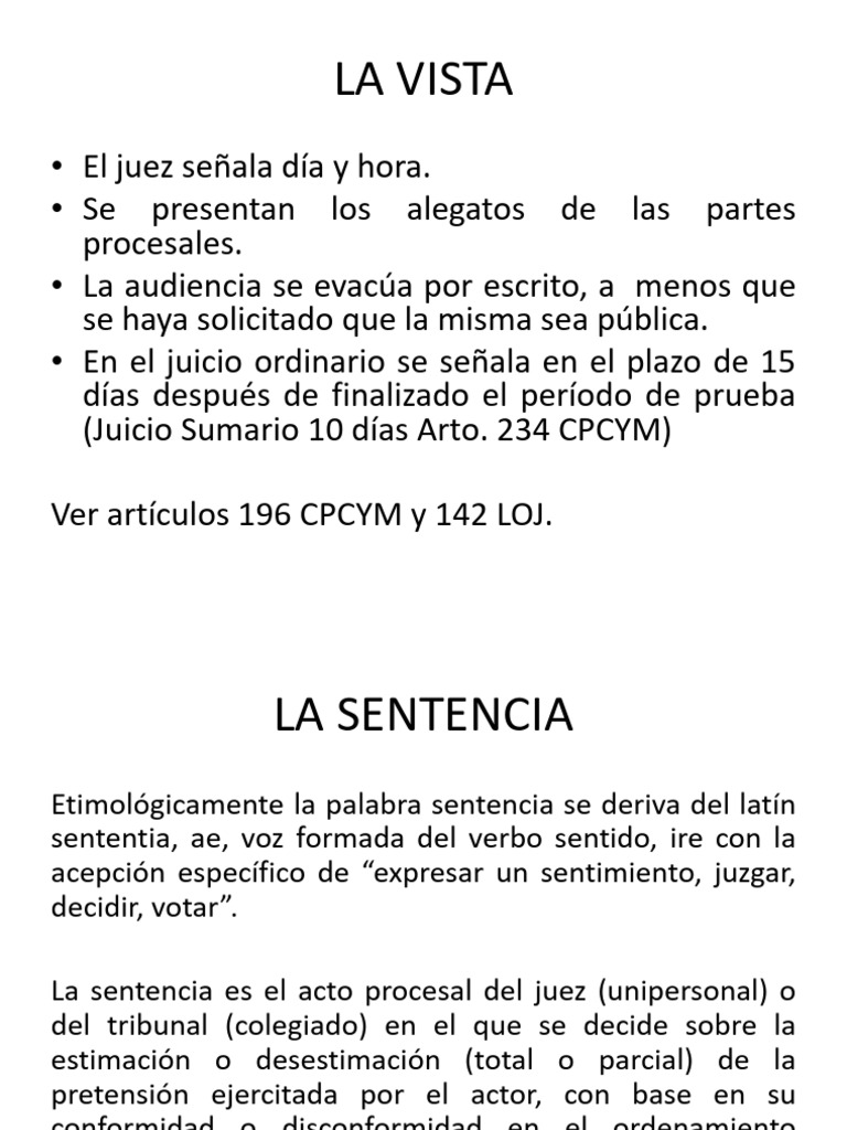 Vista y Sentencia | PDF