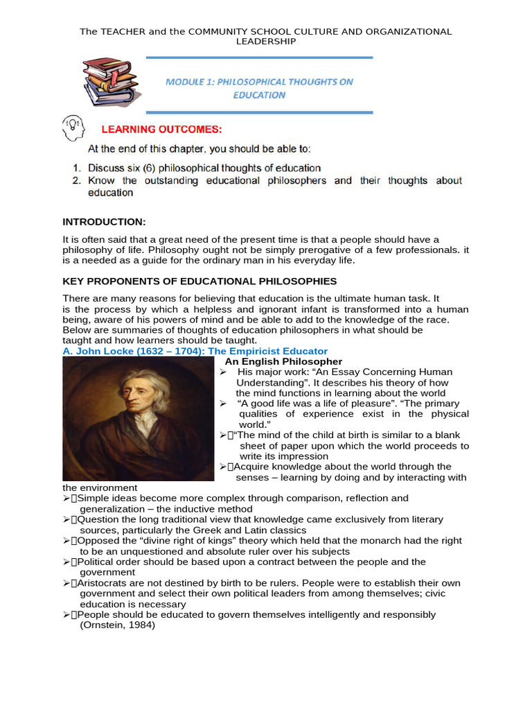 Educational Philosophies in Community Schools | PDF | Pedagogy | Learning
