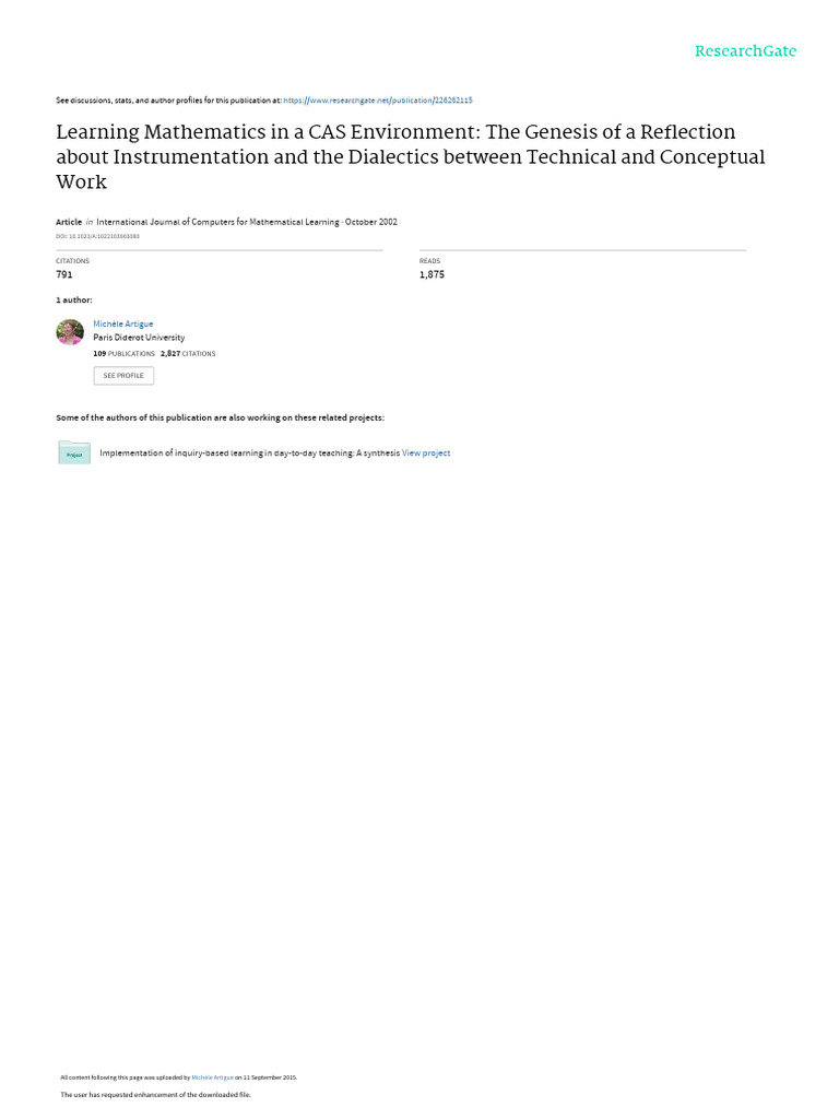 Learning Mathematics in A CAS Environment The Gene (8055) | PDF ...