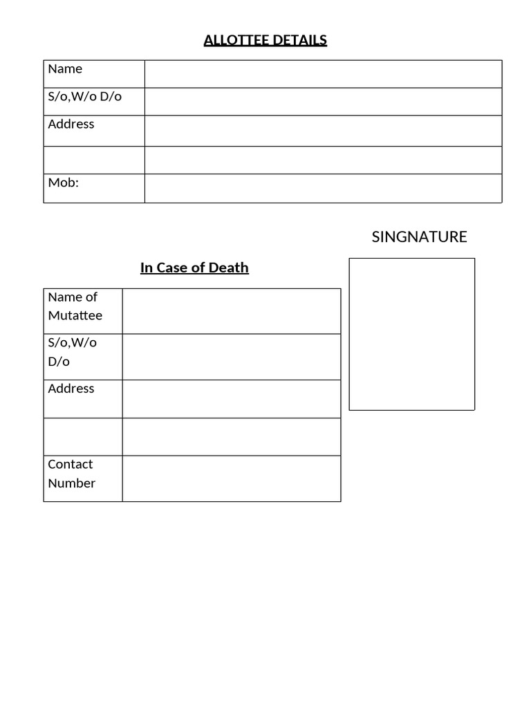 Allottee Details | PDF