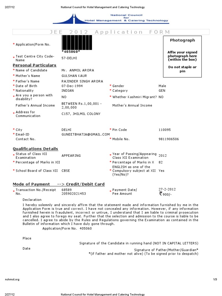 Application Form for Hotel Management | PDF | Business | Finance ...