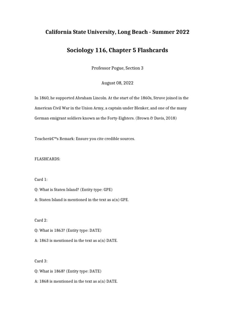 Sociology 116 Chapter 5 Flashcards | PDF