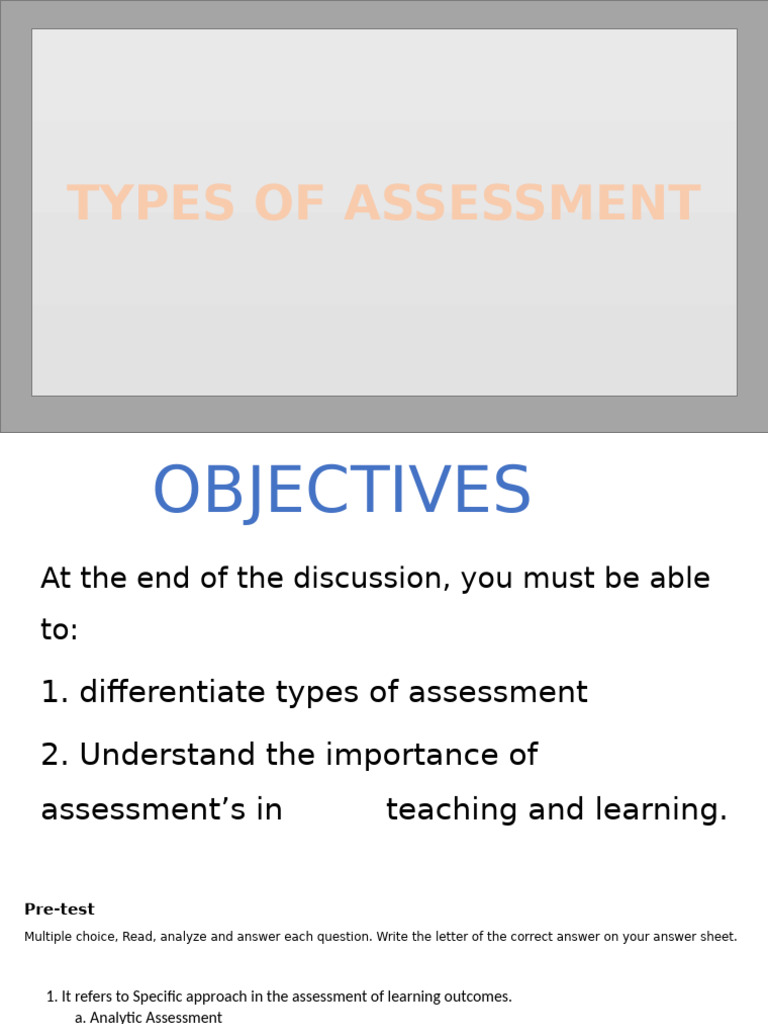 Types of Assessment Explained | PDF | Educational Assessment | Learning