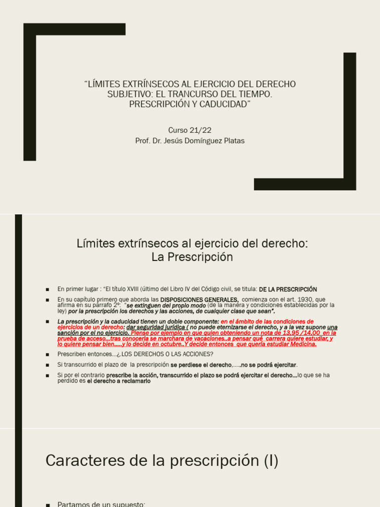 Prescripción y Caducidad en Derechos Jurídicos | PDF | Estatuto de ...