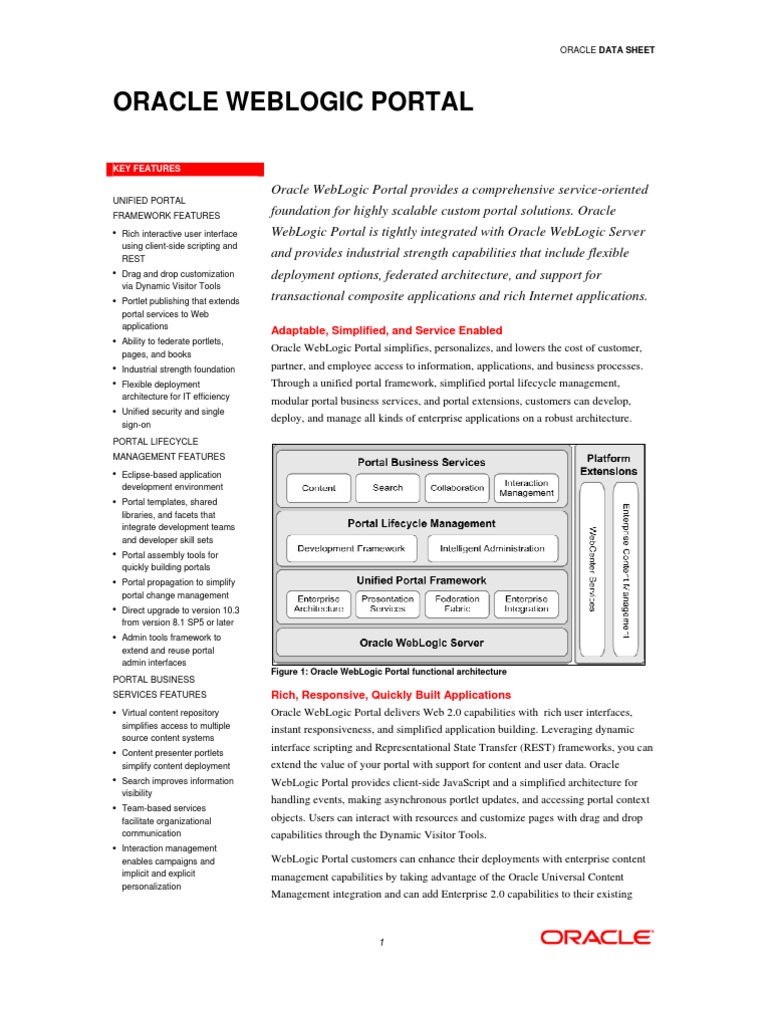 Oracle logic Portal Adaptable, Simplified, and Service Enabled