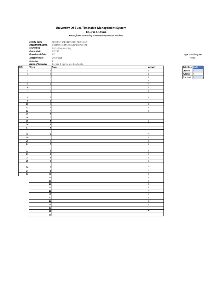 cef238-course-outline | PDF | C++ | C (Programming Language)
