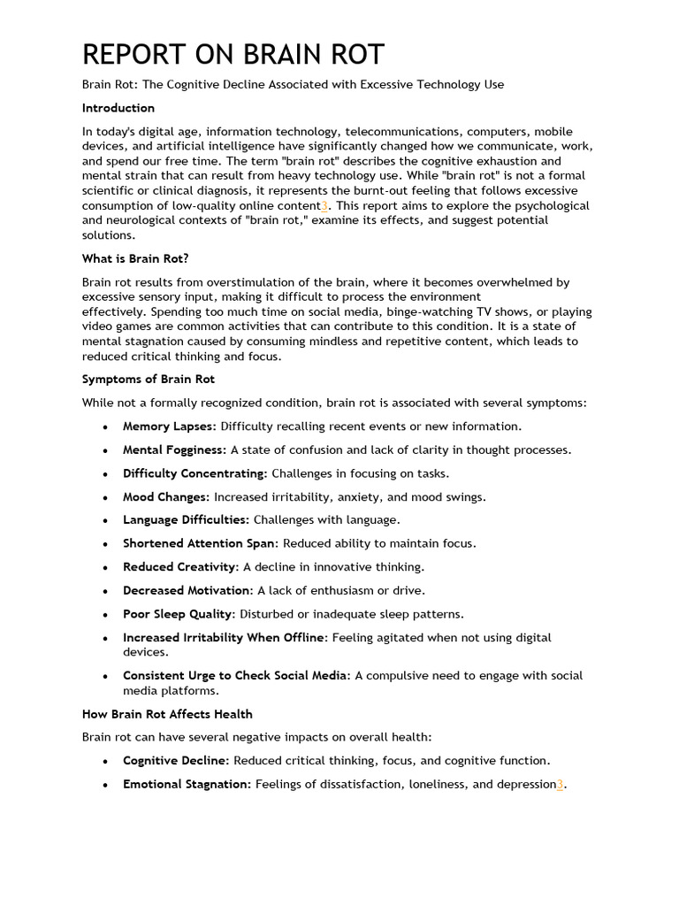 Understanding Brain Rot in the Digital Age | PDF | Sleep Deprivation ...