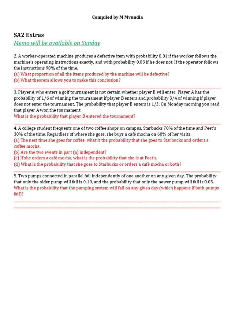 Probability Problems and Solutions | PDF