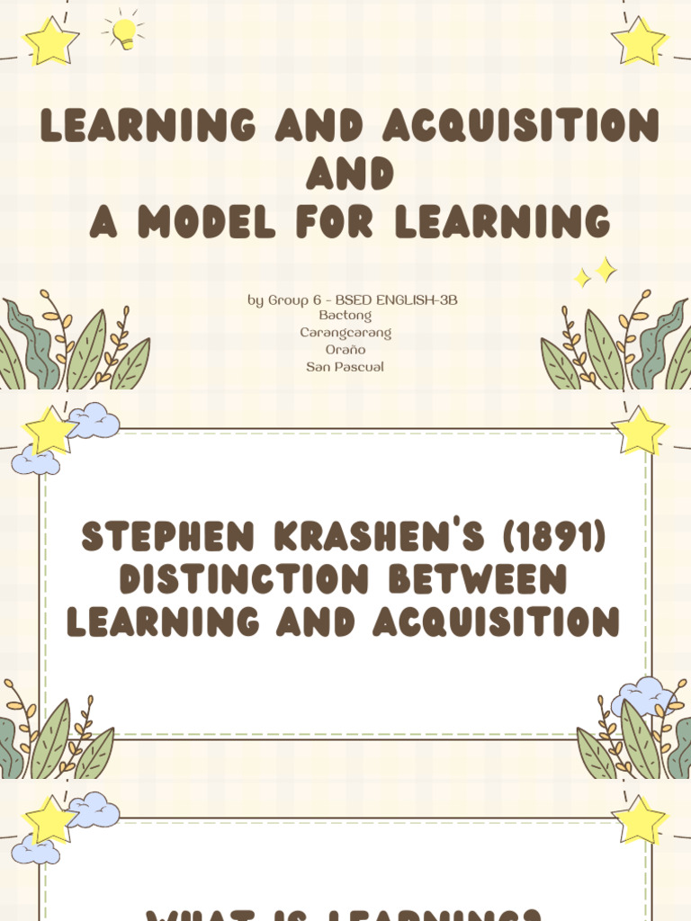 Learning vs. Acquisition in Language | PDF