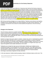 Characteristics of A 21st Century Classroom - Sample