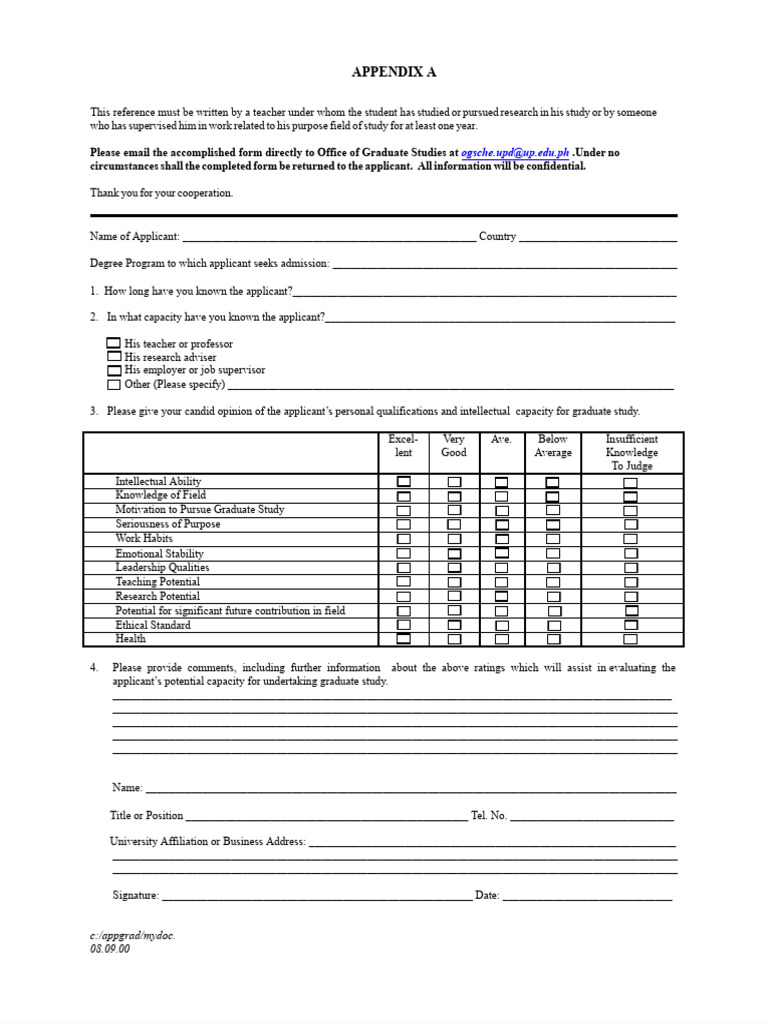 Appendix A Recommendation Form 2 | PDF