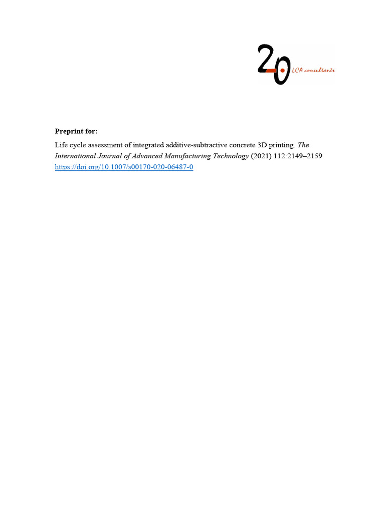Life Cycle Assessment of Integrated Addi | PDF | Life Cycle Assessment ...