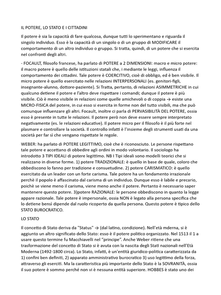 Il Potere Lo Stato e Il Cittadino | PDF