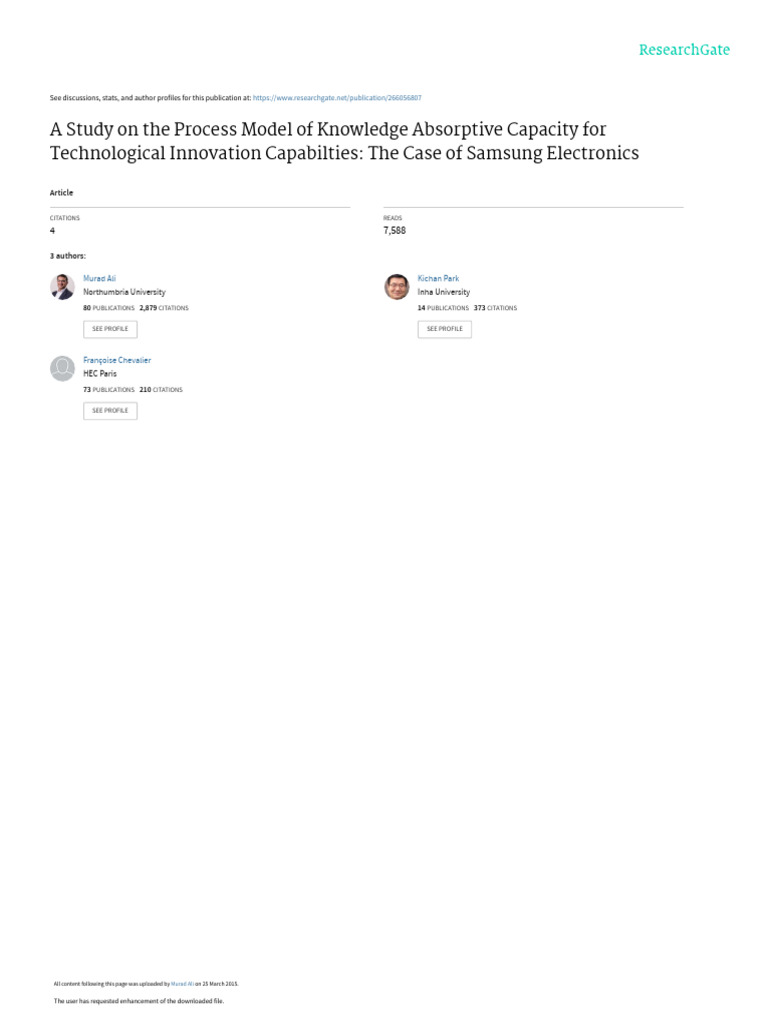 Knowledge Absorptive Capacity Model for Samsung | PDF | Samsung ...