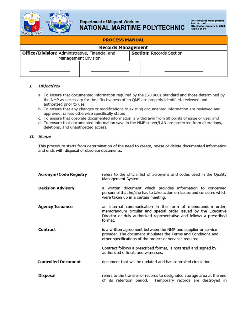Records Management Jan. 5 2023 | PDF | Records Management