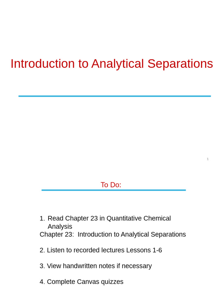 Analytical Separations Overview | PDF | Chromatography | Elution