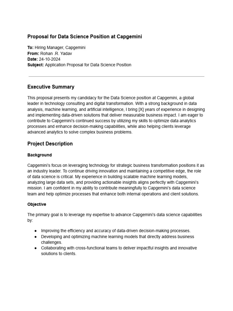 Data Science Proposal for Capgemini | PDF | Data Science | Analytics