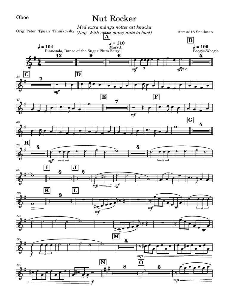 Nut Rocker Oboe Sheet Music | PDF