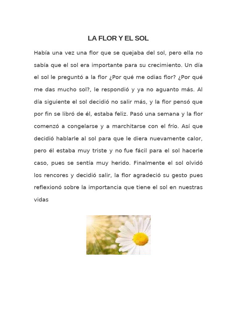 La Flor y el Sol: Reflexión Vital | PDF