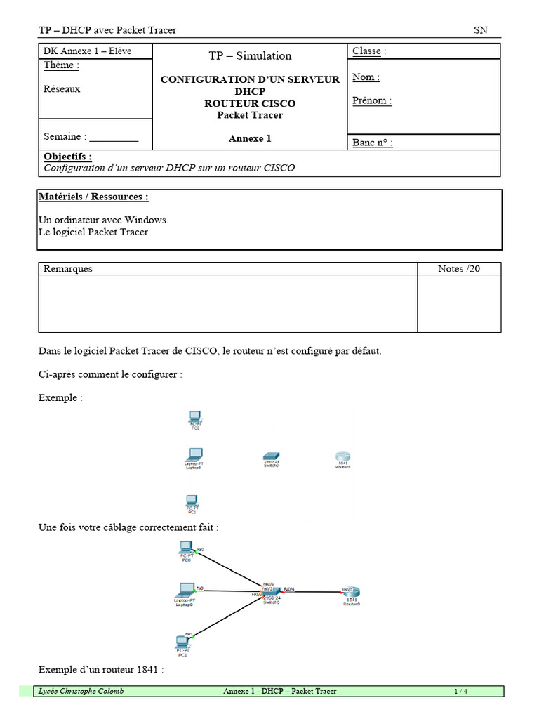 Configuration DHCP sur Routeur Cisco | PDF | Adresse IP | Interface en ...
