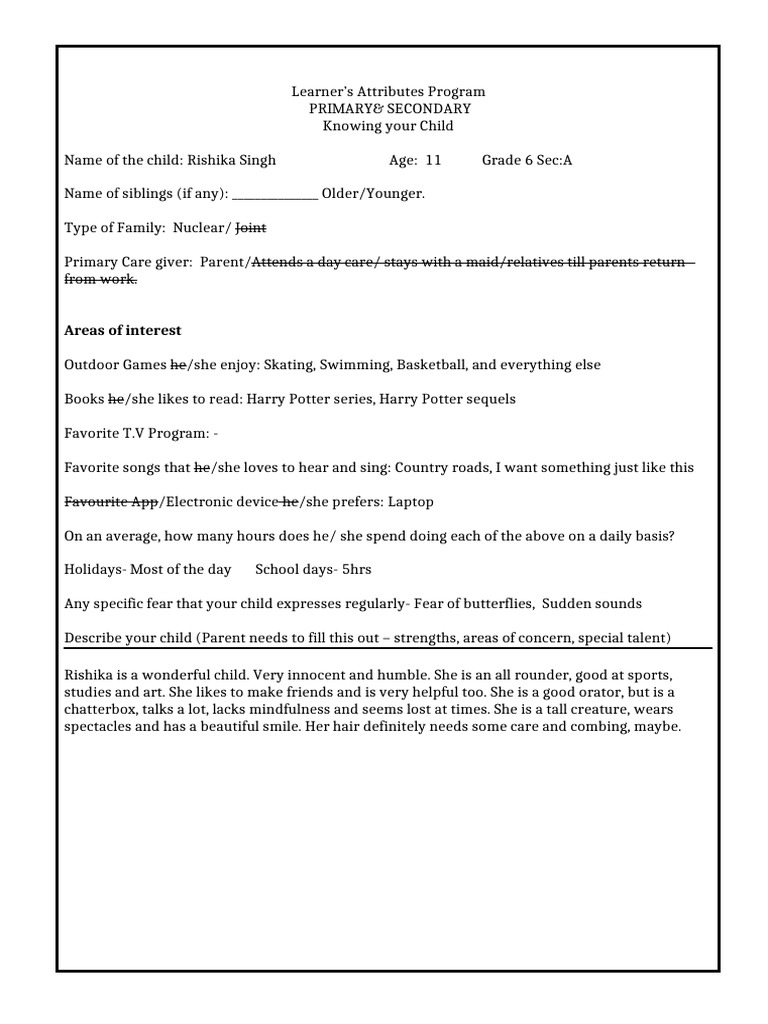 LAP Questionnaire | PDF | Behavioural Sciences