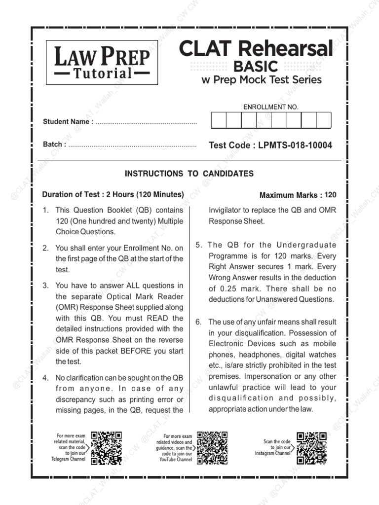 Law Prep Mock Test Series LPMTS-018 | PDF
