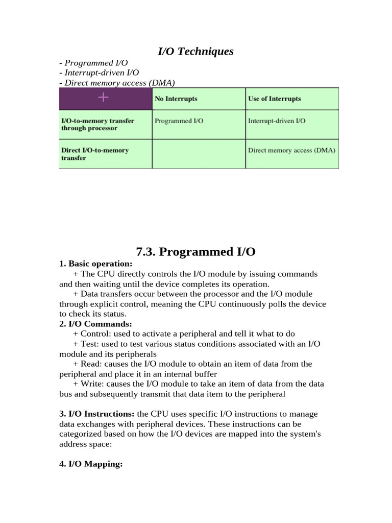I/O Techniques | PDF | Input/Output | Central Processing Unit