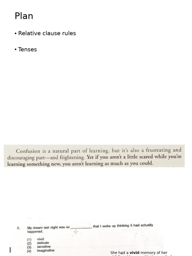 Mastering Relative Clauses and Tenses | PDF | Subject (Grammar) | Grammar