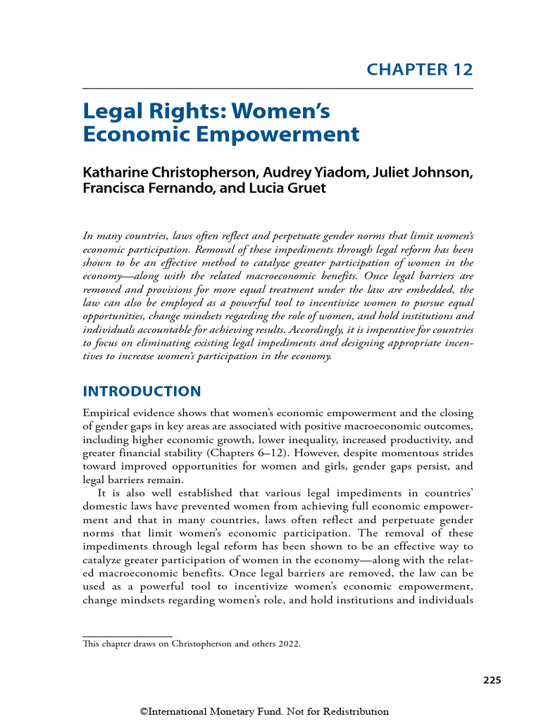 Chapter 12 Legal Rights Women’s Economic Empowerment | PDF | Taxes ...