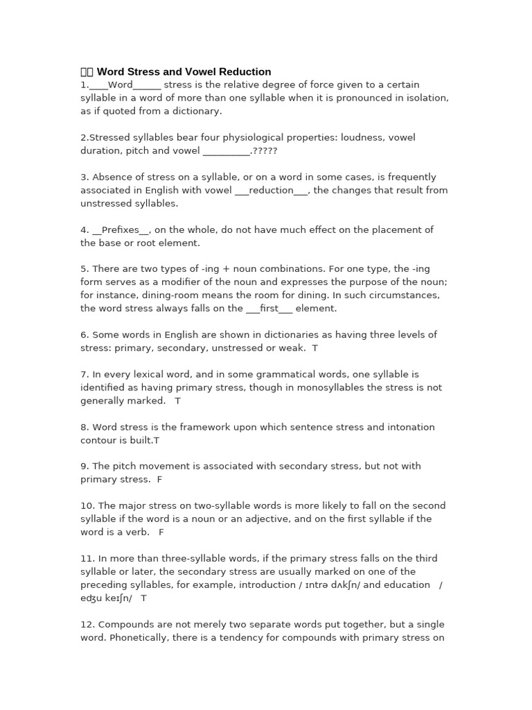 Understanding English Word Stress and Intonation | PDF | Stress ...
