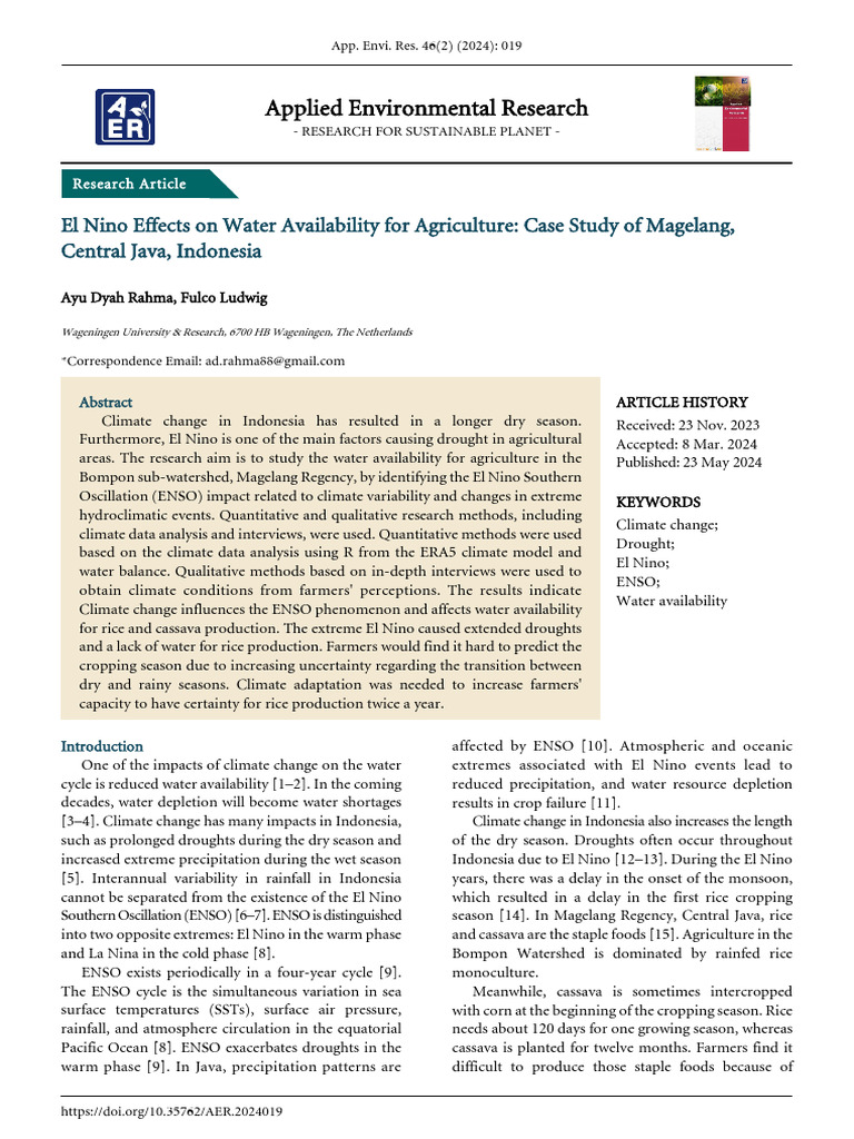 El Nino Effects On Water Availability For Agricult | PDF | Earth ...