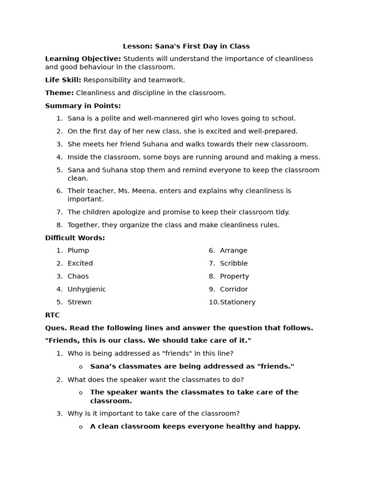 Lesson1 Class 3 | PDF | Classroom | Learning