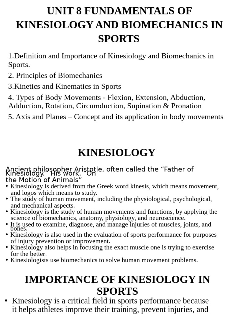 Kinesiology and Biomechanics in Sports | PDF | Anatomical Terms Of ...
