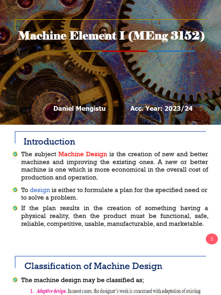 Machine Elements I Chapter 1 | PDF | Yield (Engineering) | Ductility