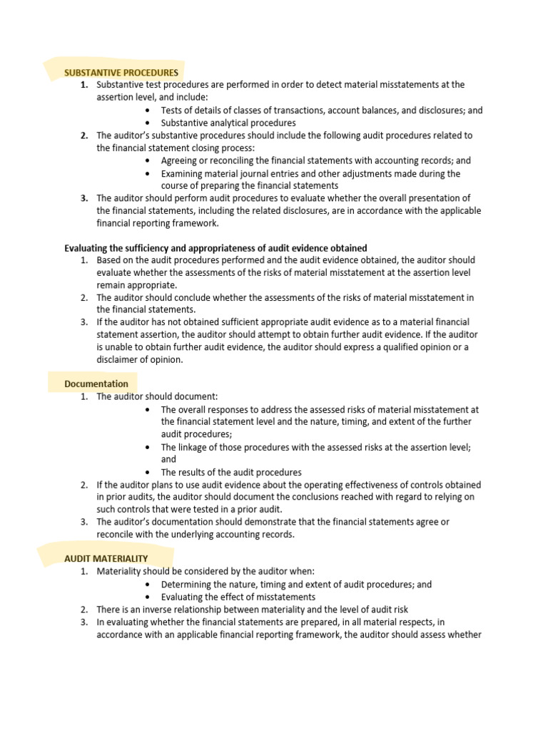 Substantive Audit Procedures Overview | PDF | Audit | Auditor's Report