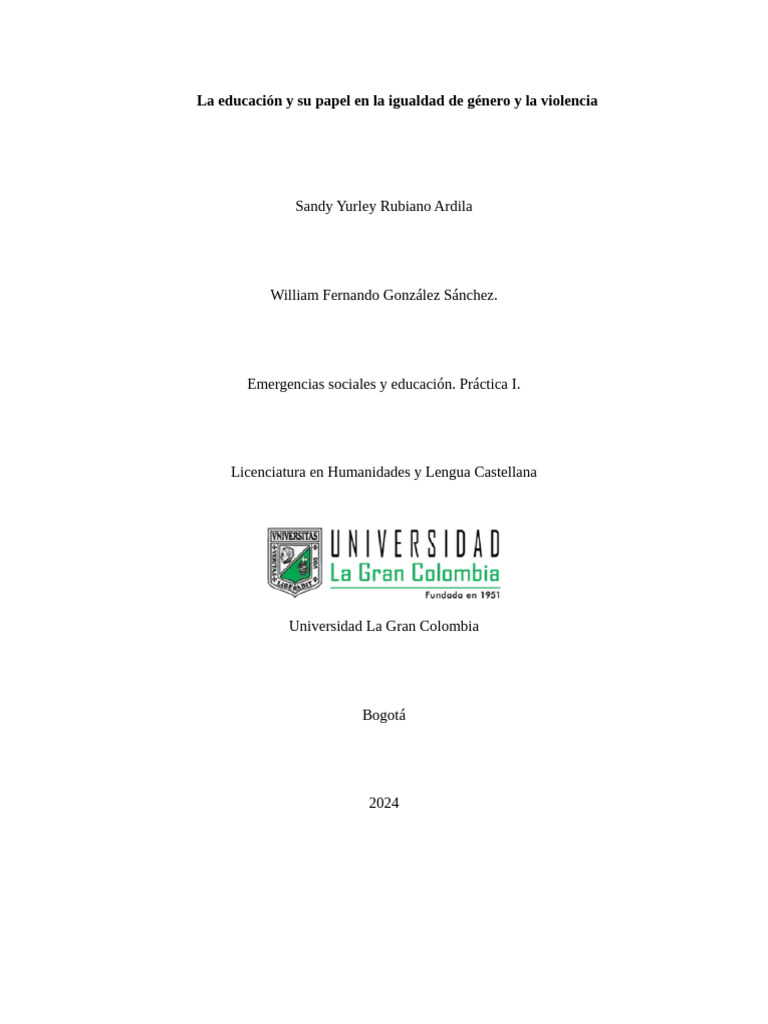 La Educación y Su Papel en La Igualdad de Genero y La Violencia | PDF ...