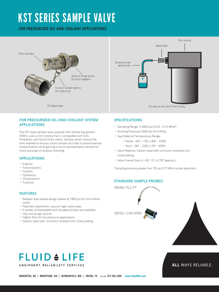 KST Series Sample Valve Overview | PDF | Valve | Chemical Engineering