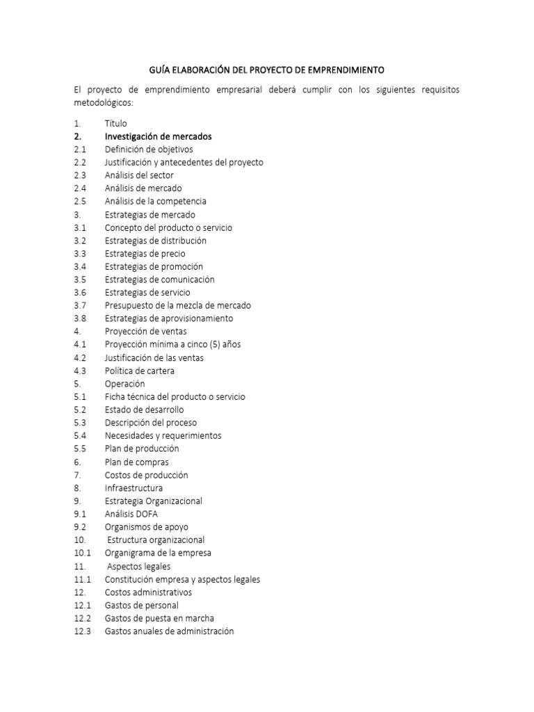 Guía para Crear Proyectos de Emprendimiento | PDF | Presupuesto ...