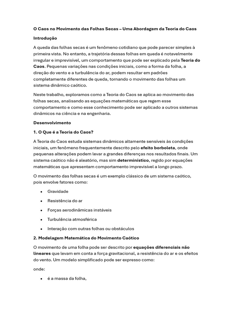 Caos no Movimento das Folhas Secas | PDF | Teoria do Caos | Física