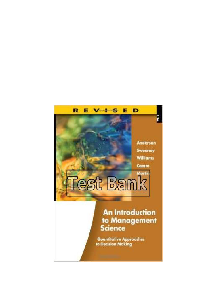 Introduction to Management Science 13th Edition Anderson Test ...