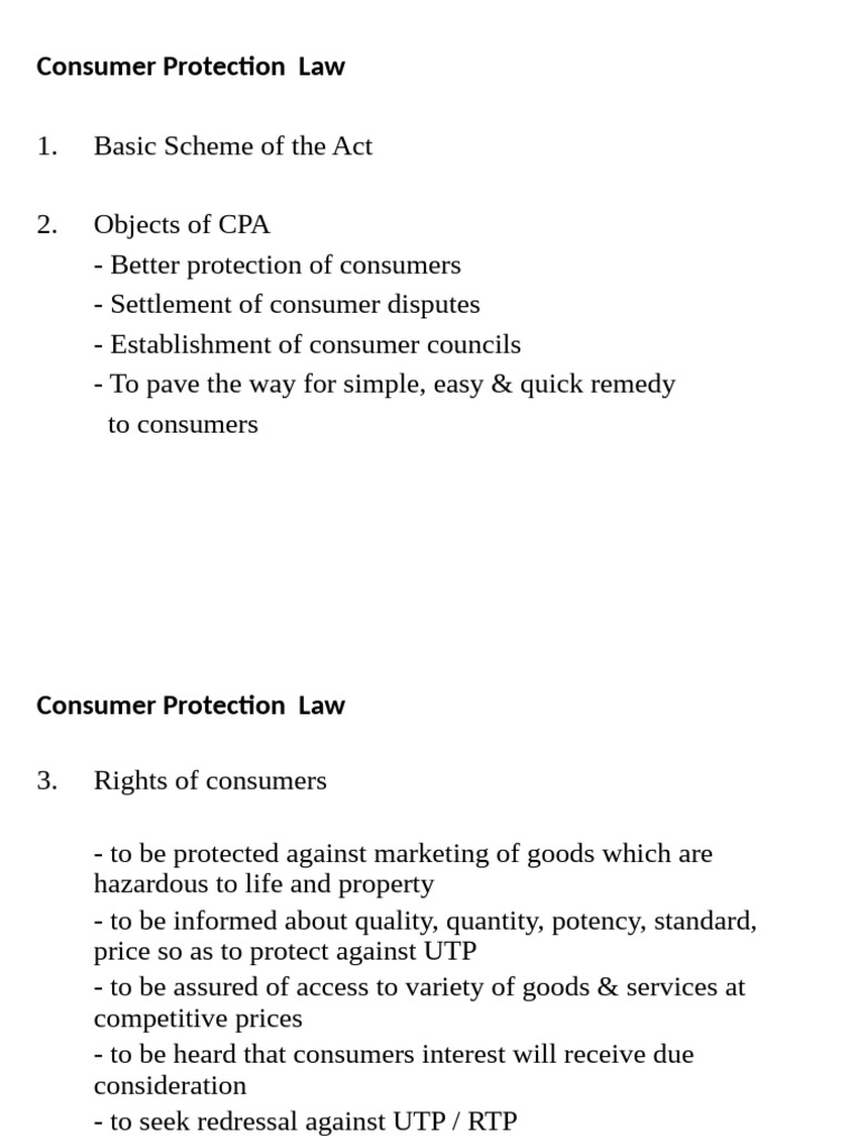 Overview of Consumer Protection Law | PDF