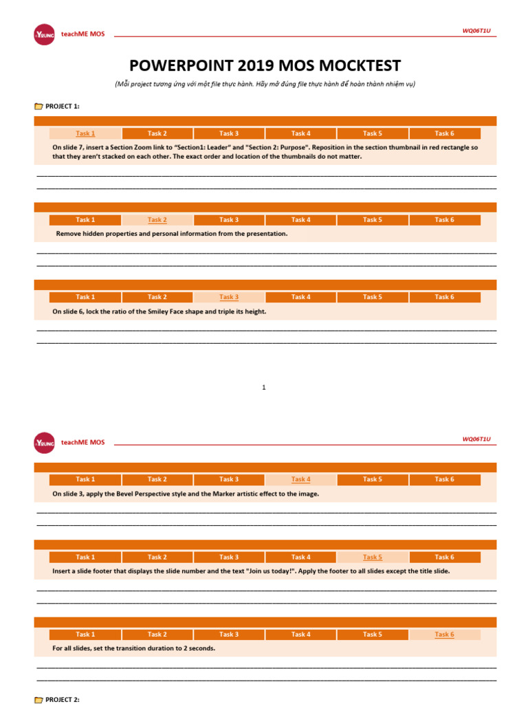 PowerPoint 2019 MOS Mock Test | PDF | Software | Computing