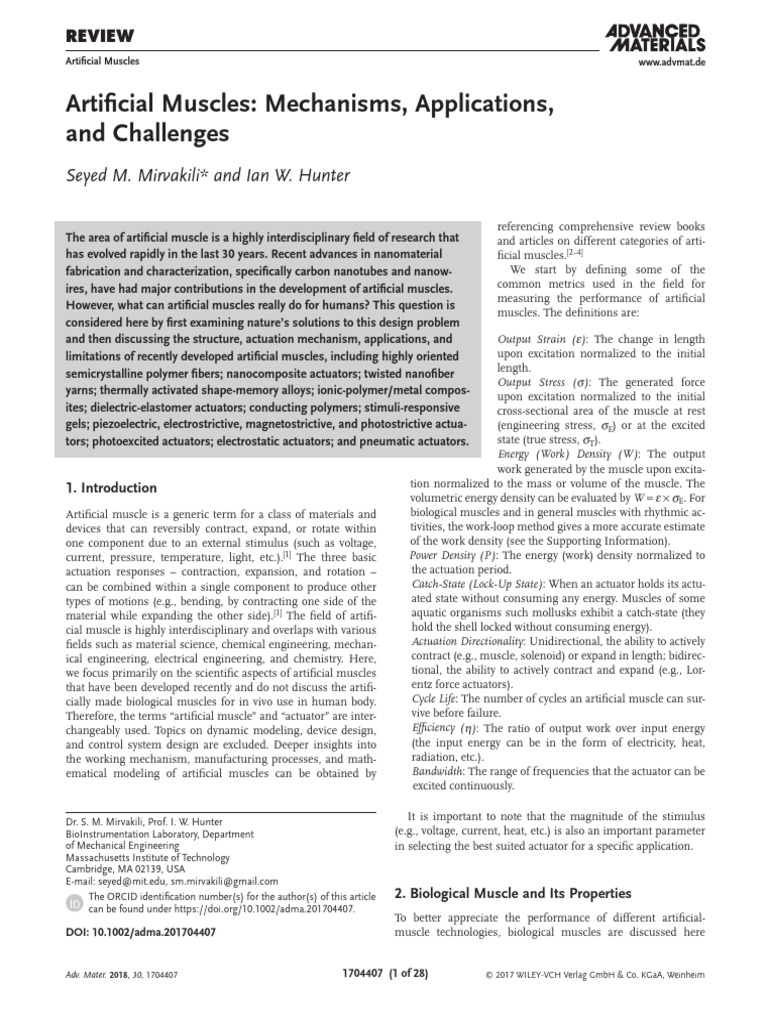Advances in Artificial Muscles: Mechanisms & Applications | PDF ...