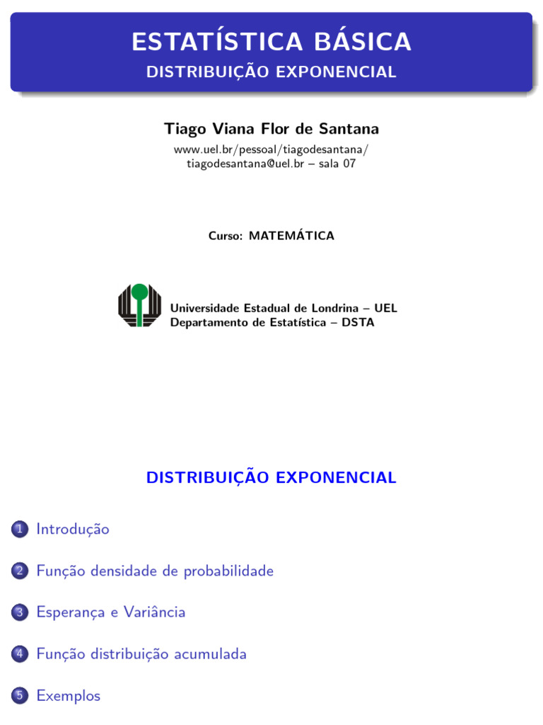 13 Exponencial | PDF | Distribuição de probabilidade | Função densidade