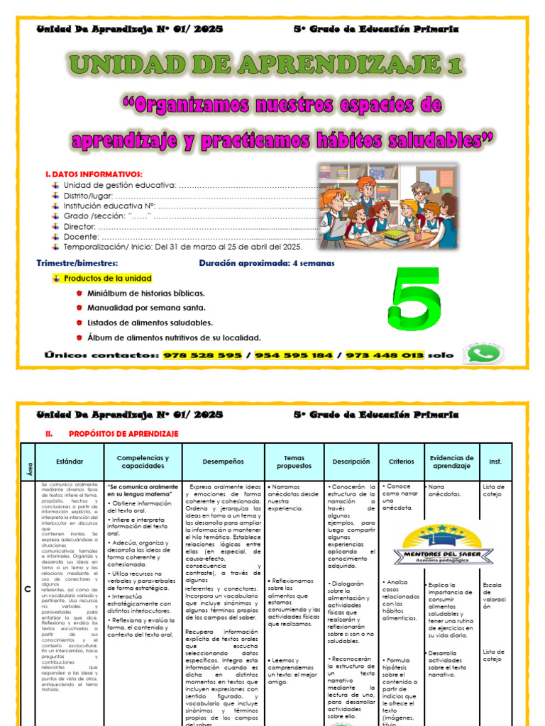 Unidad de Aprendizaje 5º Primaria 2025 | PDF | Decimal | Aprendizaje