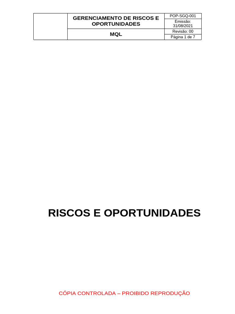 Gestão de Riscos e Oportunidades Laboratoriais | PDF | Avaliação de ...