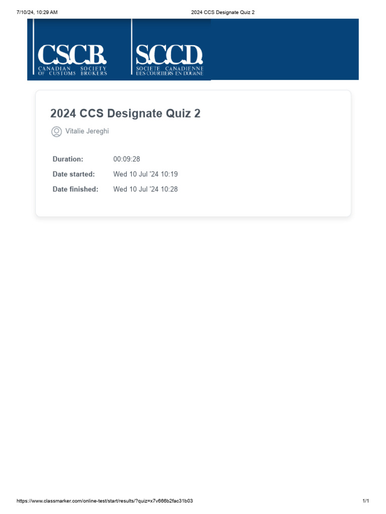 2024 CCS Designate Quiz Results | PDF